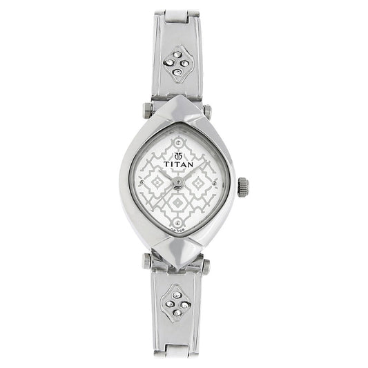 Titan Quartz Analog Silver Dial Stainless Steel Strap Watch for Women