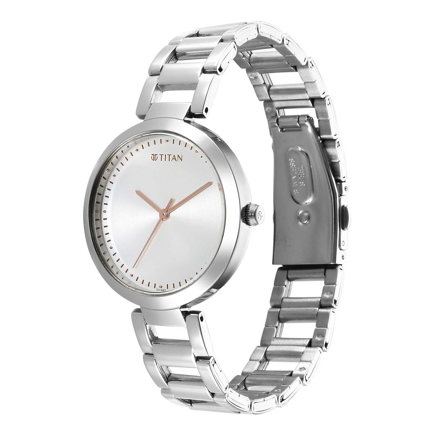 Titan Workwear Quartz Analog Silver Dial Silver Stainless Steel Strap Watch for Women