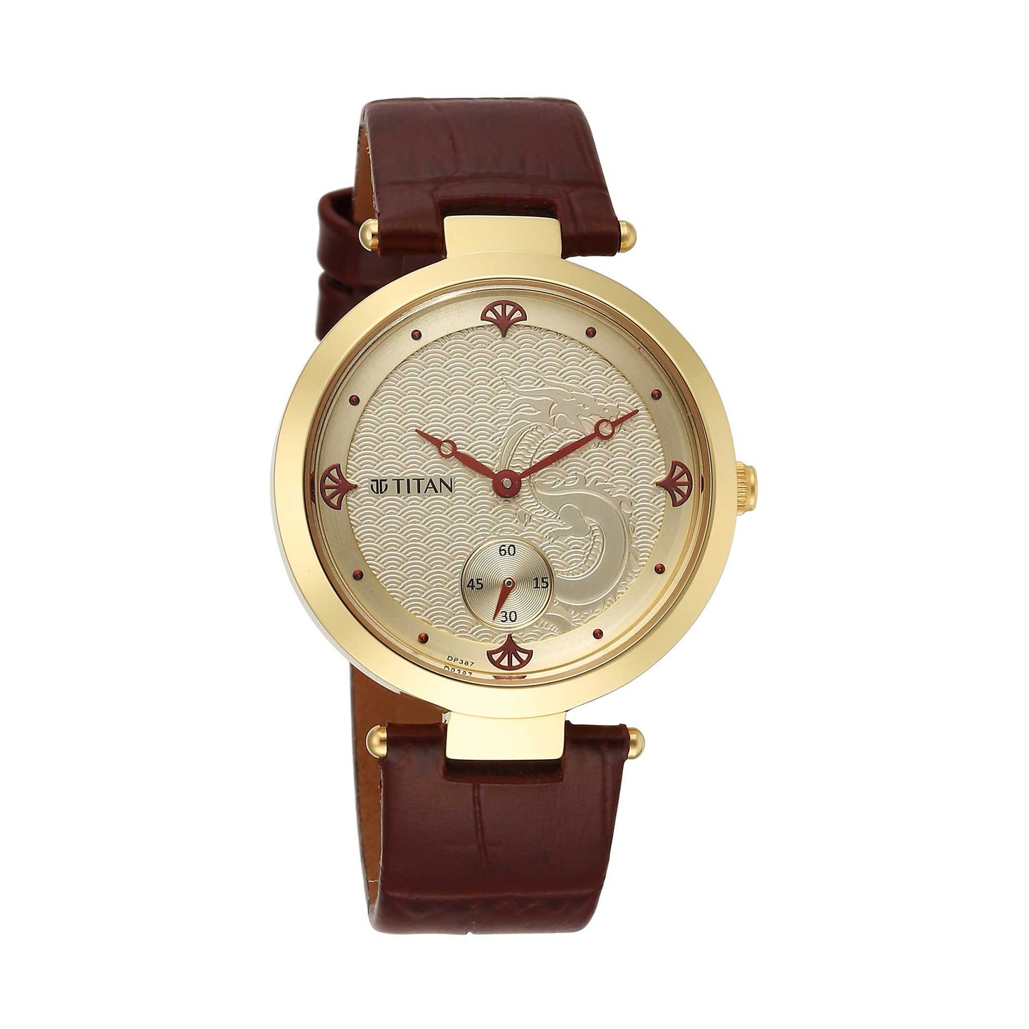 Titan Tet Light Champange Dial Analog Leather Strap Watch for Men