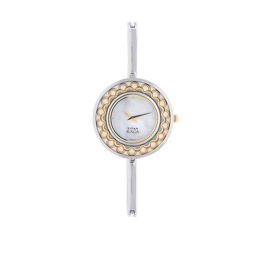 Titan Quartz Analog Mother of Pearl Dial Metal Strap Watch for Women