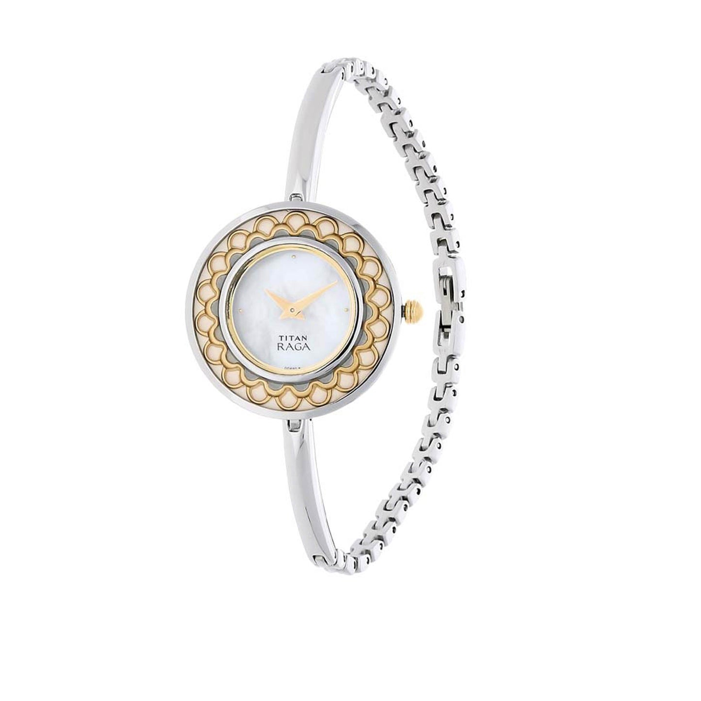 Titan Quartz Analog Mother of Pearl Dial Metal Strap Watch for Women