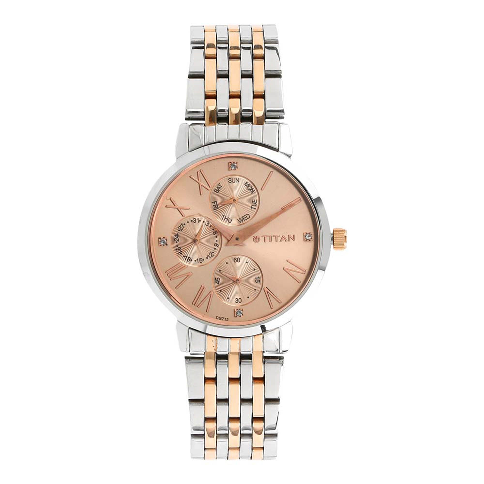 Titan Workwear Rose Gold Dial Women Watch With Stainless Steel Strap