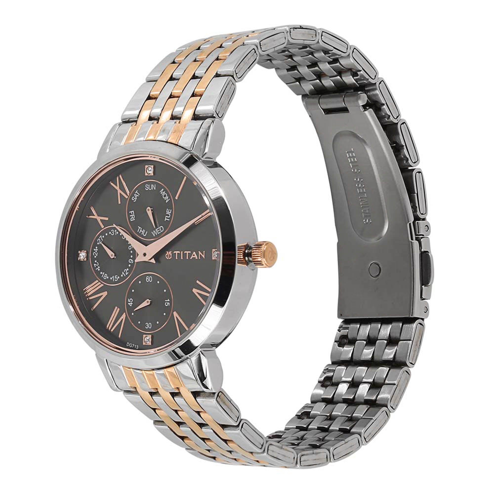 Titan Workwear Anthracite Dial Multi Stainless Steel Strap watch for Women