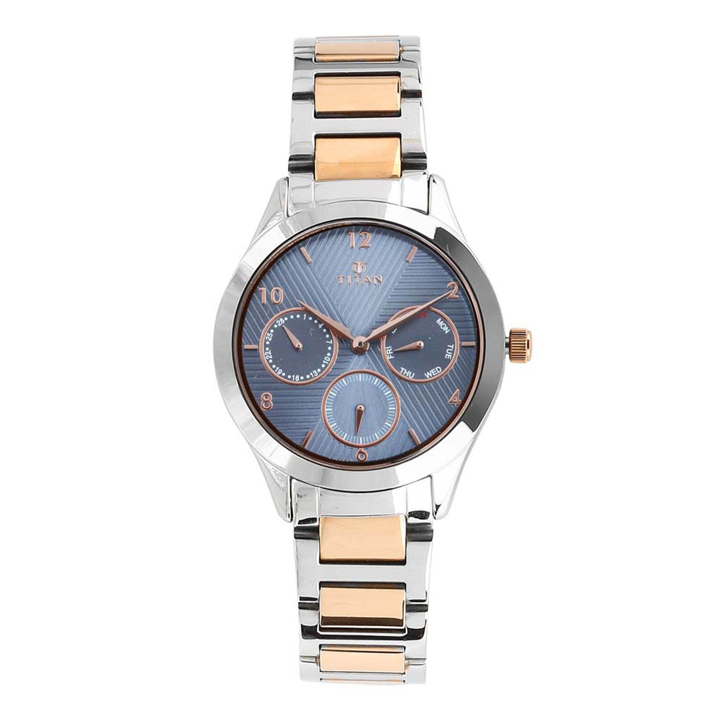 Titan Workwear Blue Dial Women Watch With Stainless Steel Strap