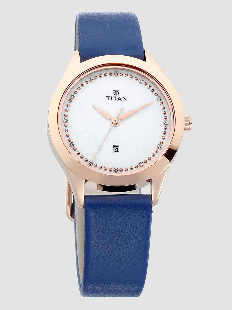 Titan Sparkle White Dial Analog Date Function Watch for Women