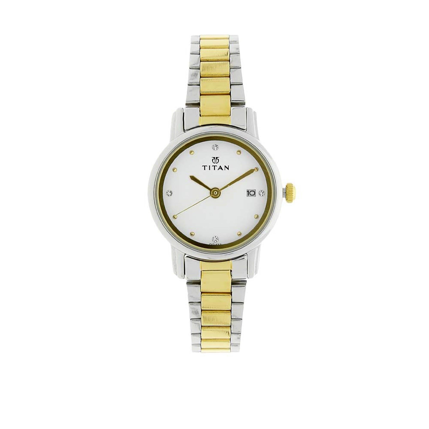 Titan Karishma White Dial Analog with Date Stainless Steel Strap watch for Women