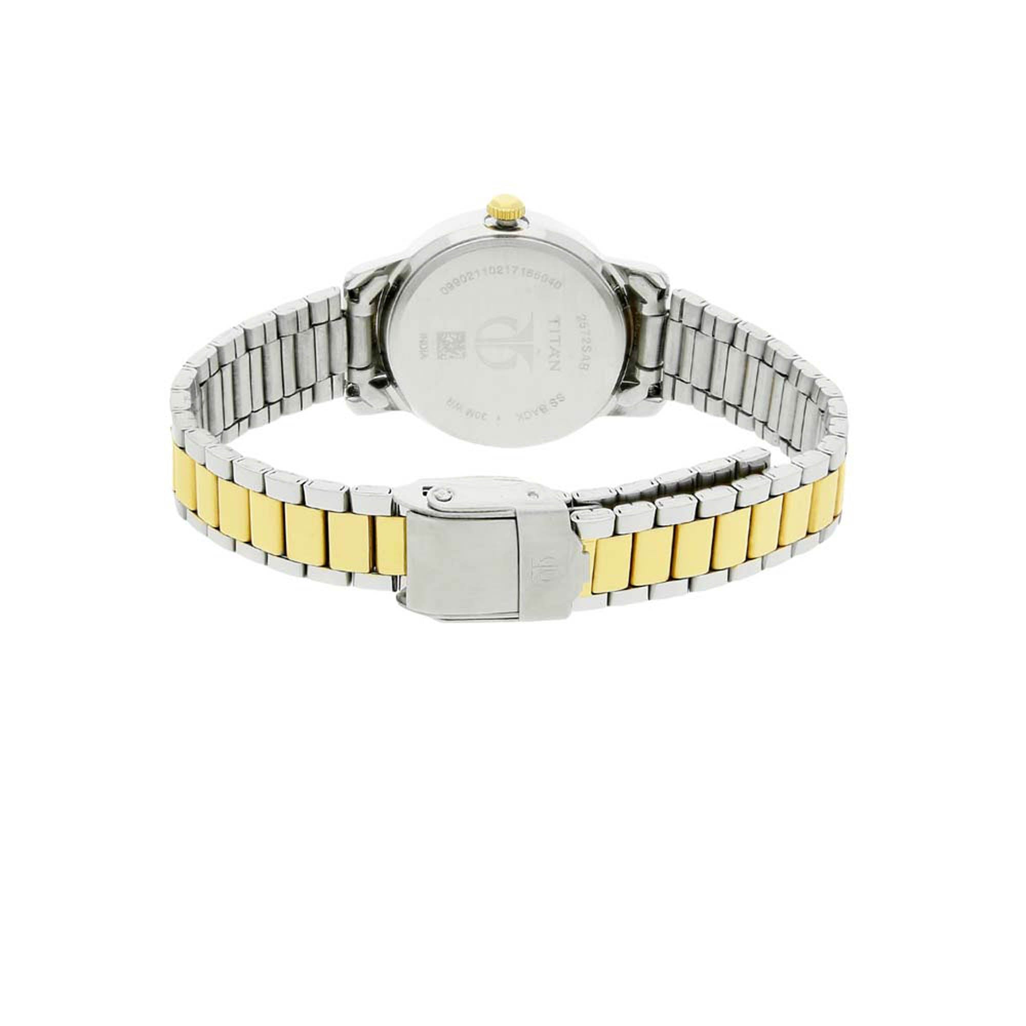 Titan Karishma White Dial Analog with Date Stainless Steel Strap watch for Women