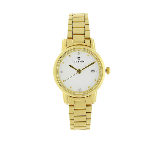 Titan Karishma White Dial Women Watch With Stainless Steel Strap