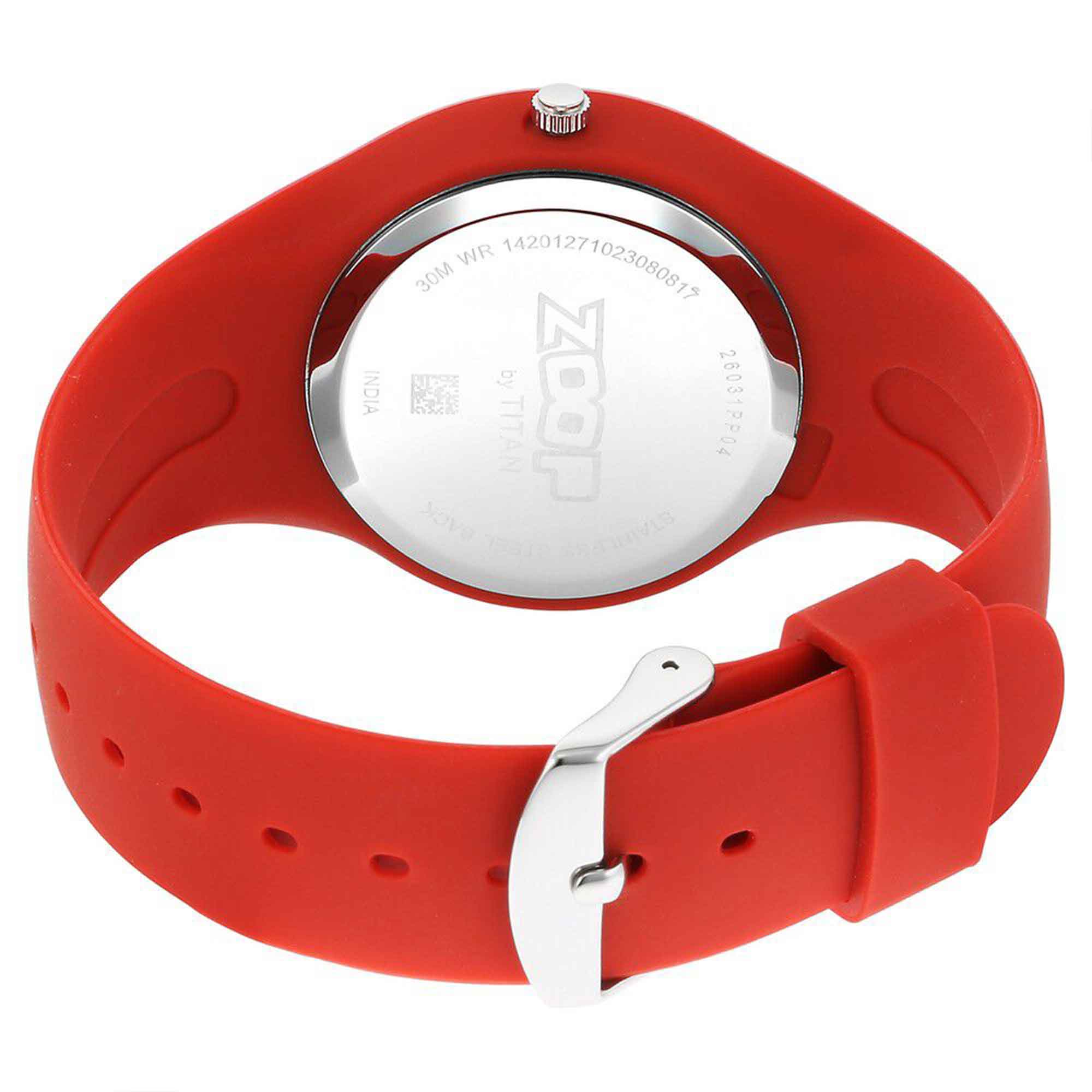 Zoop By Titan Pop Integrated Quartz Analog Red Dial Silicone Strap Watch for Kids 26031PP04