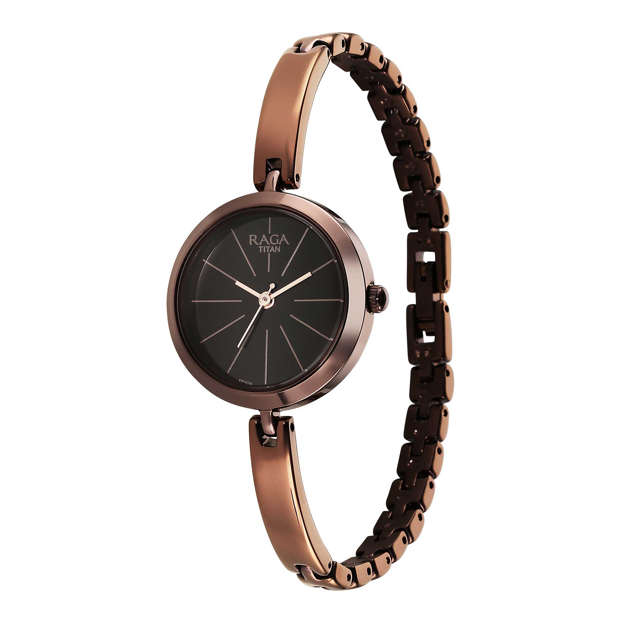 Titan Raga Viva Quartz Analog Brown Dial Brown Metal Strap Watch for Women