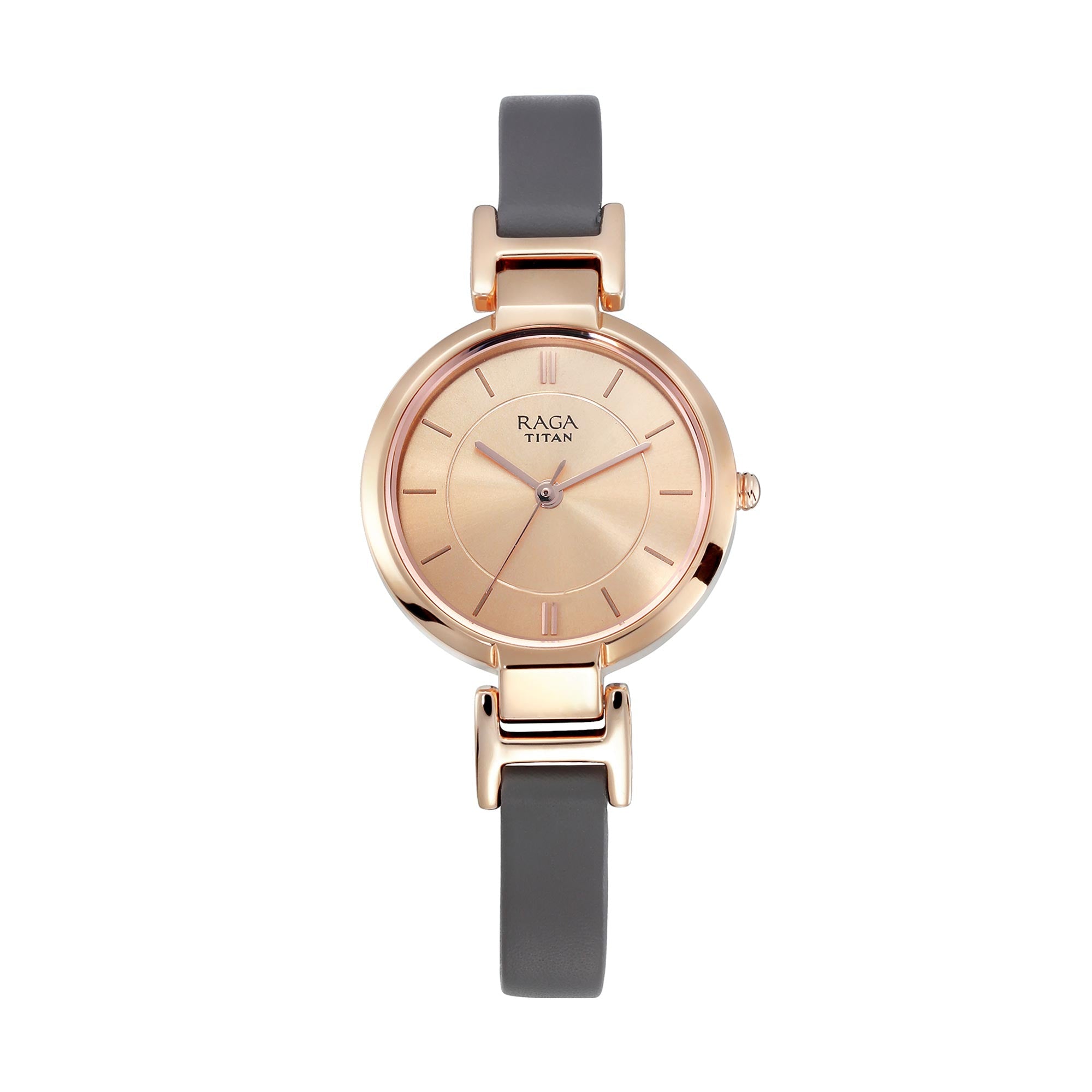 Titan Raga Viva Rose Gold Dial Analog Leather Strap watch for Women