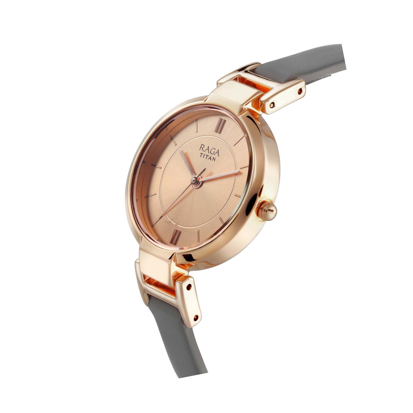 Titan Raga Viva Rose Gold Dial Analog Leather Strap watch for Women