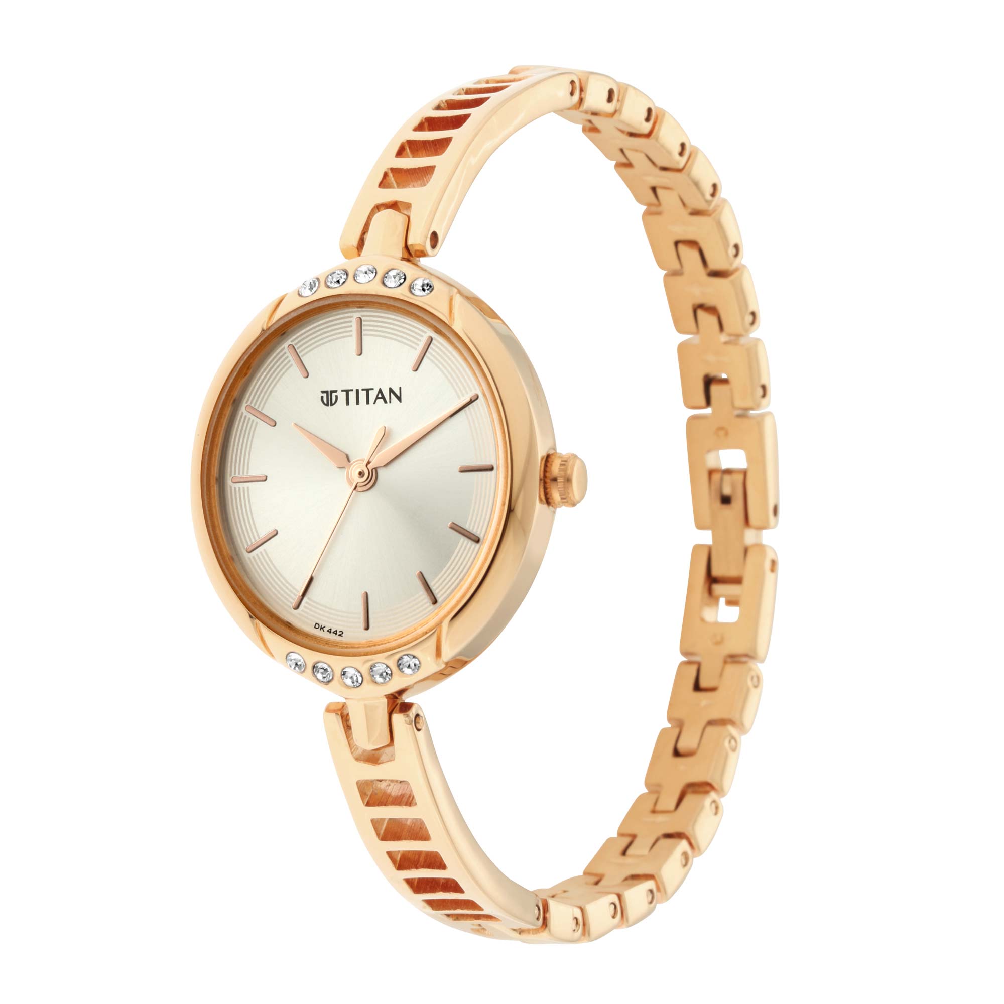 Titan Quartz Analog Silver Dial Metal Strap Watch for Women