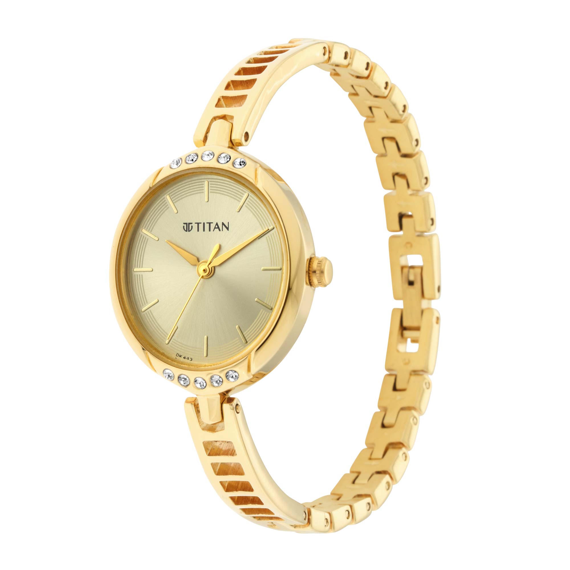 Titan Quartz Analog Golden Dial Metal Strap Watch for Women