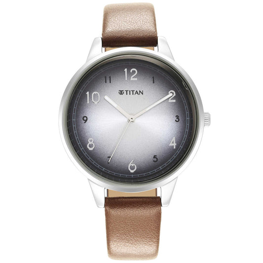 Titan Trendsetters Silver white Dial Women Watch With Leather Strap