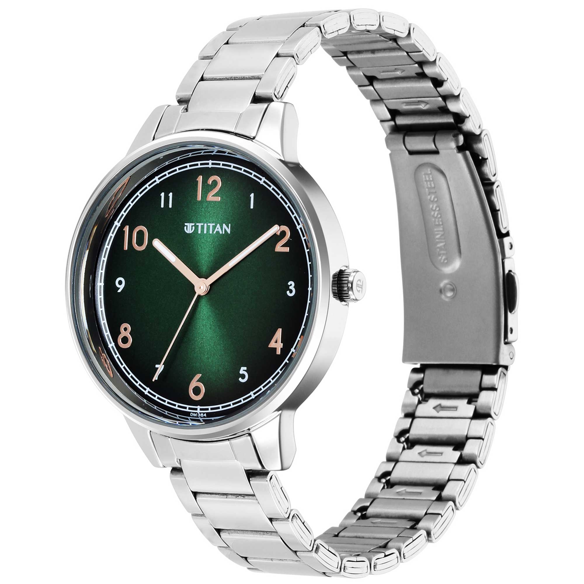 Titan Trendsetters Green Dial Analog Stainless Steel Strap watch for Women