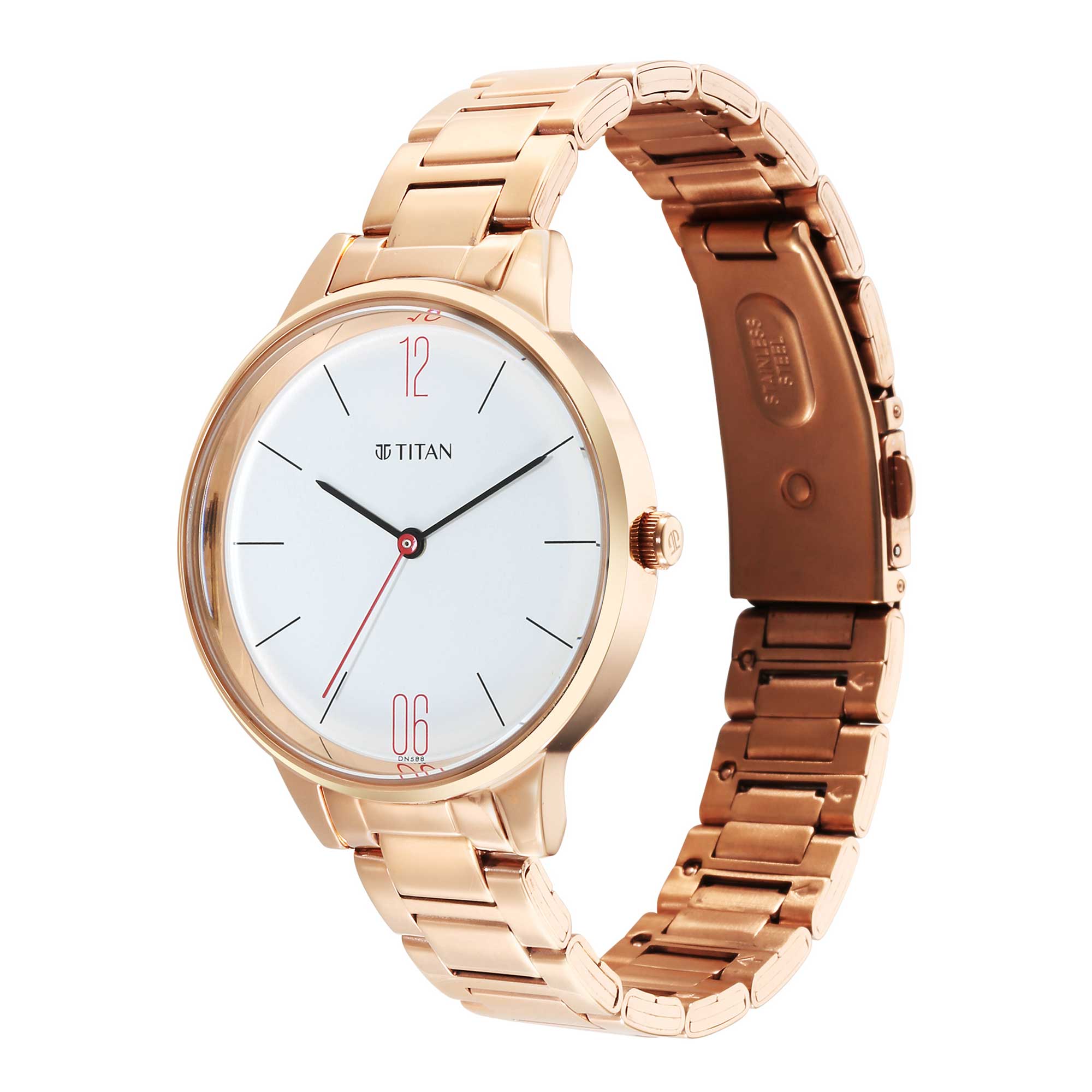 Titan Quartz Analog White Dial Watch for Women