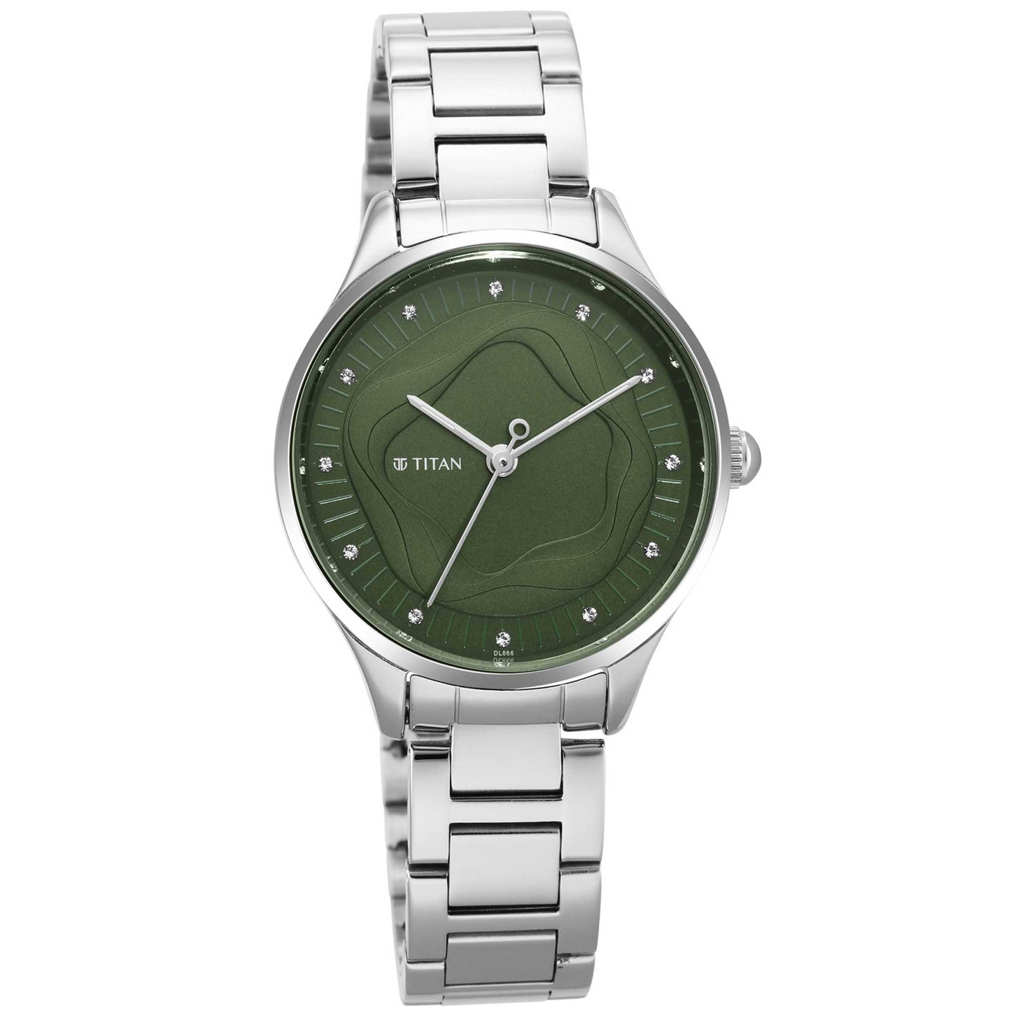 Titan Wander Green Dial Analog Stainless Steel Strap Watch for Women