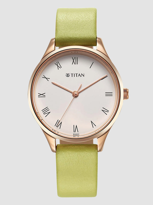 Titan Workwear Green Leather Strap watch for Women