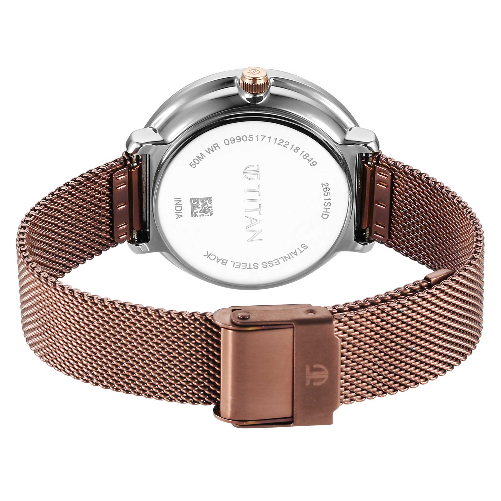 Titan Noir Brown Dial Analog Stainless Steel Strap Watch for Women