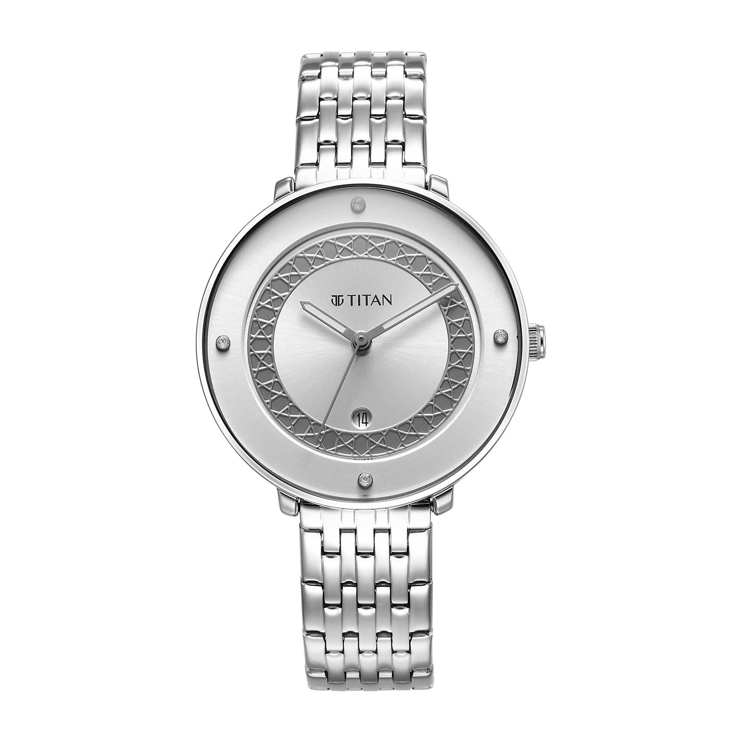 Titan Marhaba Silver white Dial Analog Stainless Steel Strap watch for Women