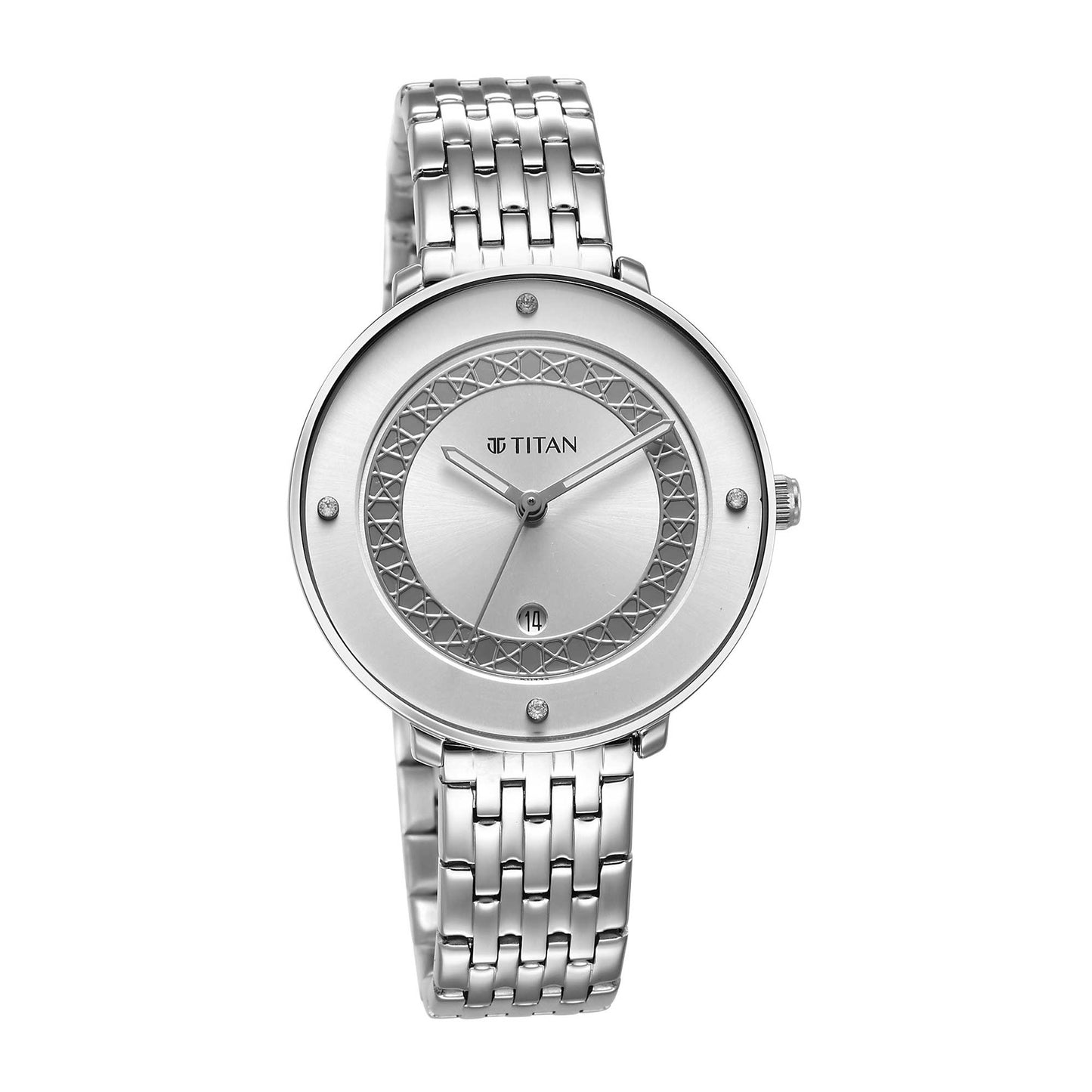 Titan Marhaba Silver white Dial Analog Stainless Steel Strap watch for Women