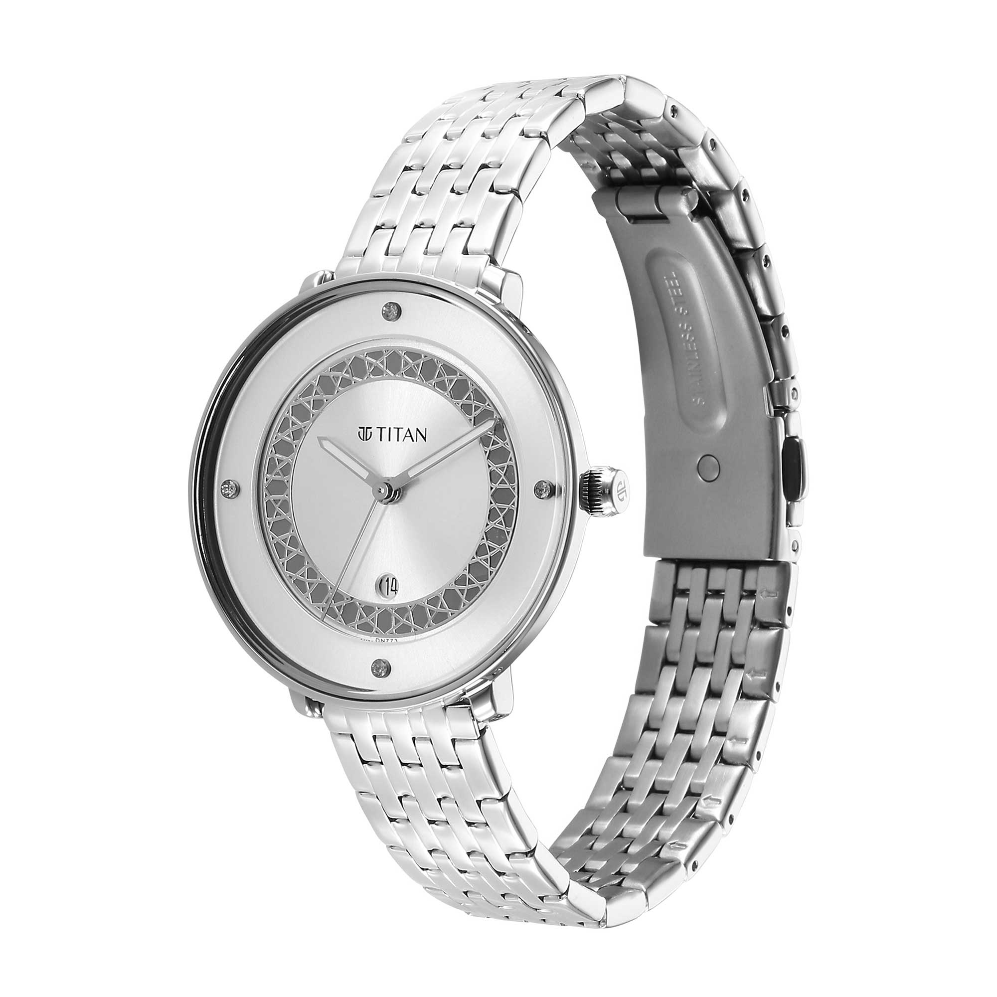 Titan Marhaba Silver white Dial Analog Stainless Steel Strap watch for Women