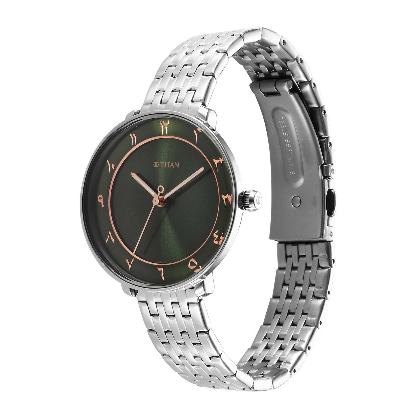 Titan Marhaba Green Dial Women Watch With Stainless Steel Strap