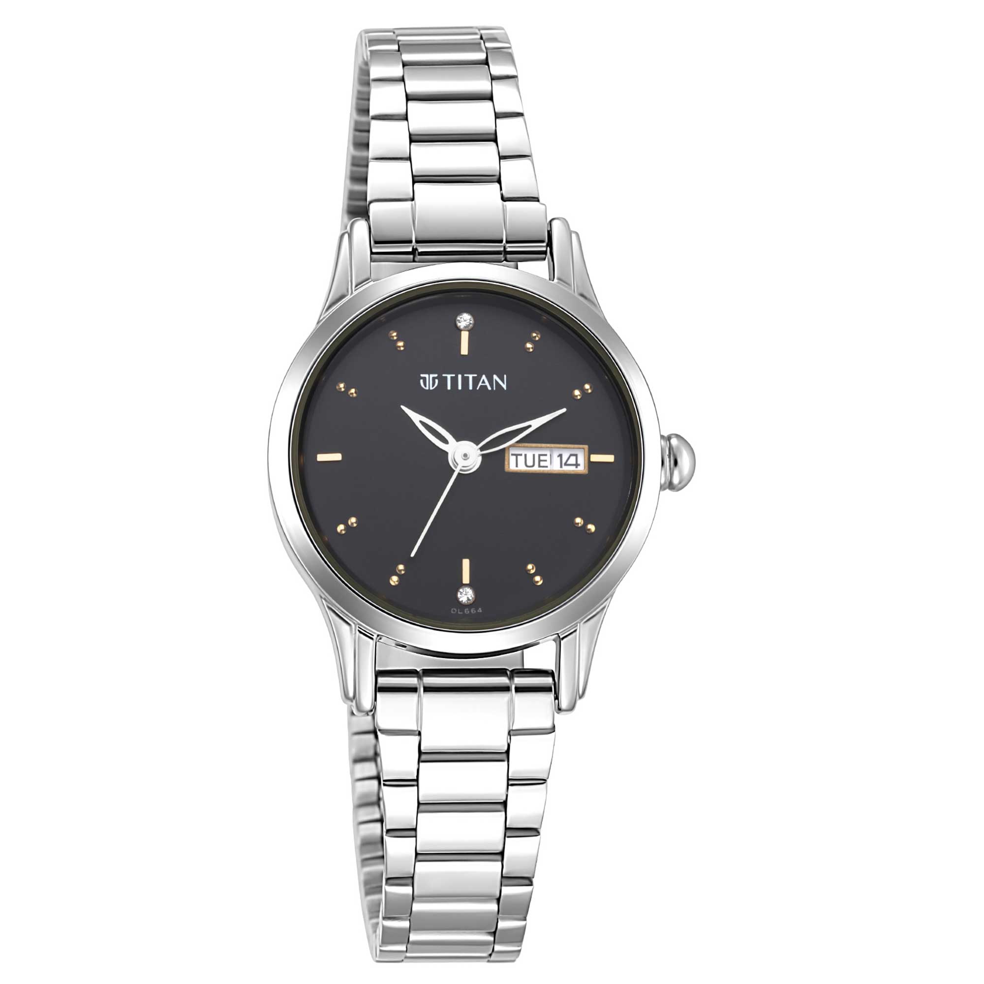 Lagan Black Dial Metal Strap Watch 2656SM03