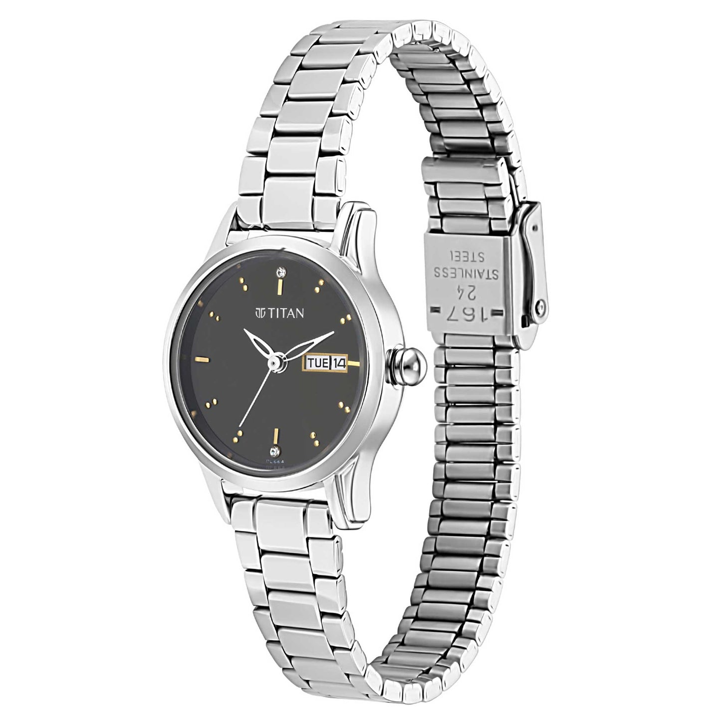 Lagan Black Dial Metal Strap Watch 2656SM03