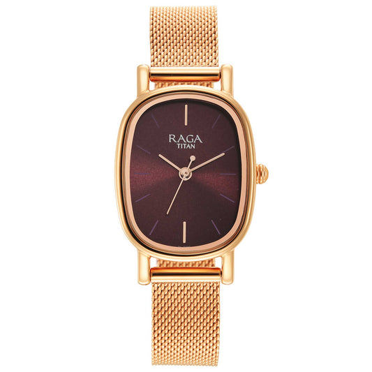 Titan Raga Viva Brown Dial Analog Stainless Steel Strap Watch for Women