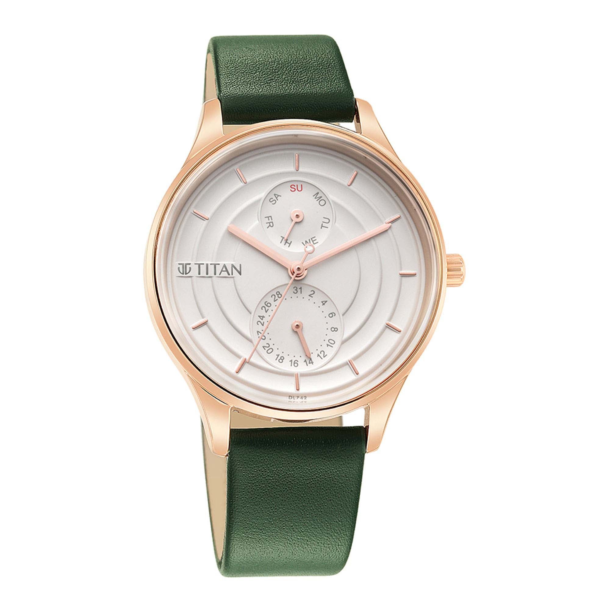 Titan Neo Workdays Silver Dial Multi Leather Strap watch for Women