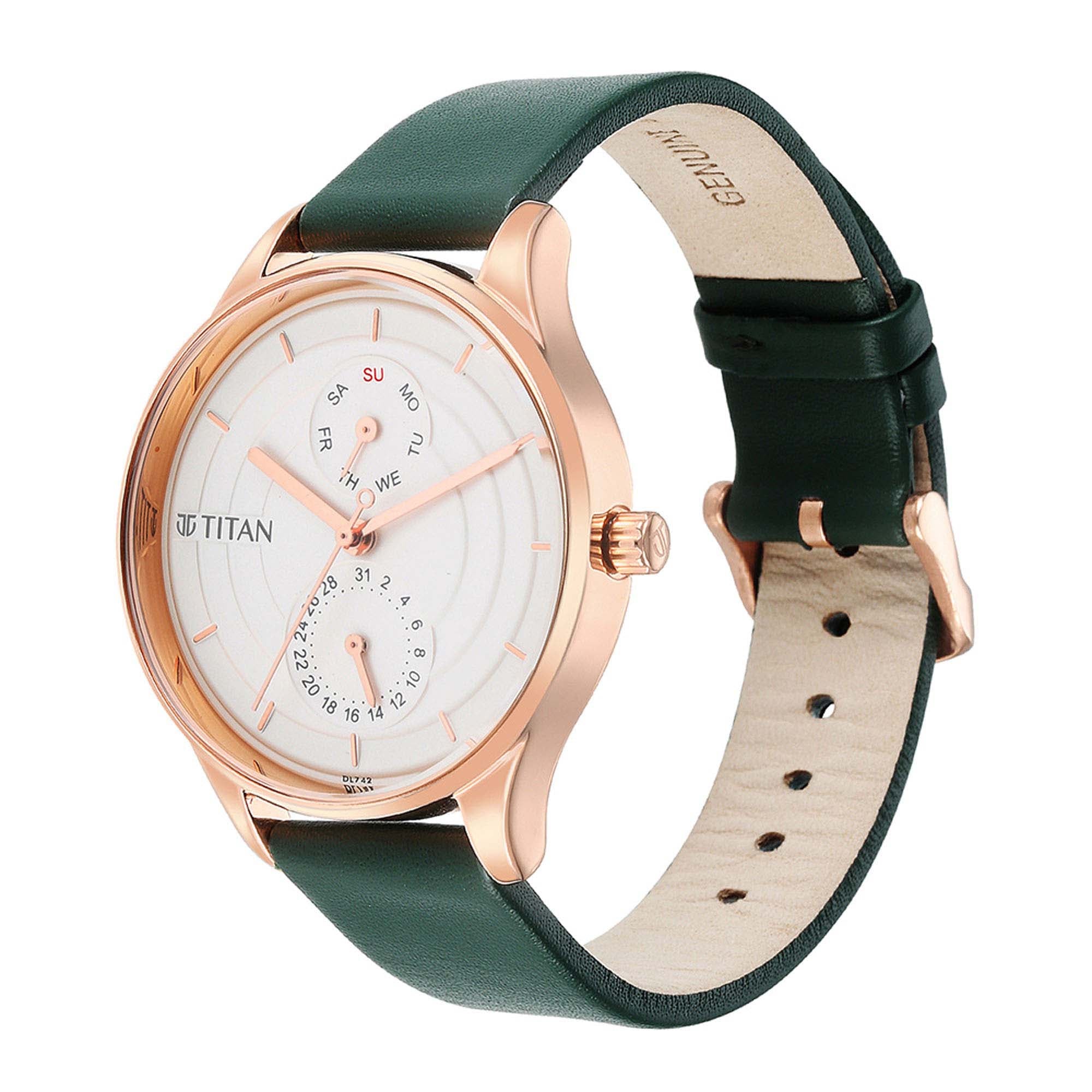 Titan Neo Workdays Silver Dial Multi Leather Strap watch for Women