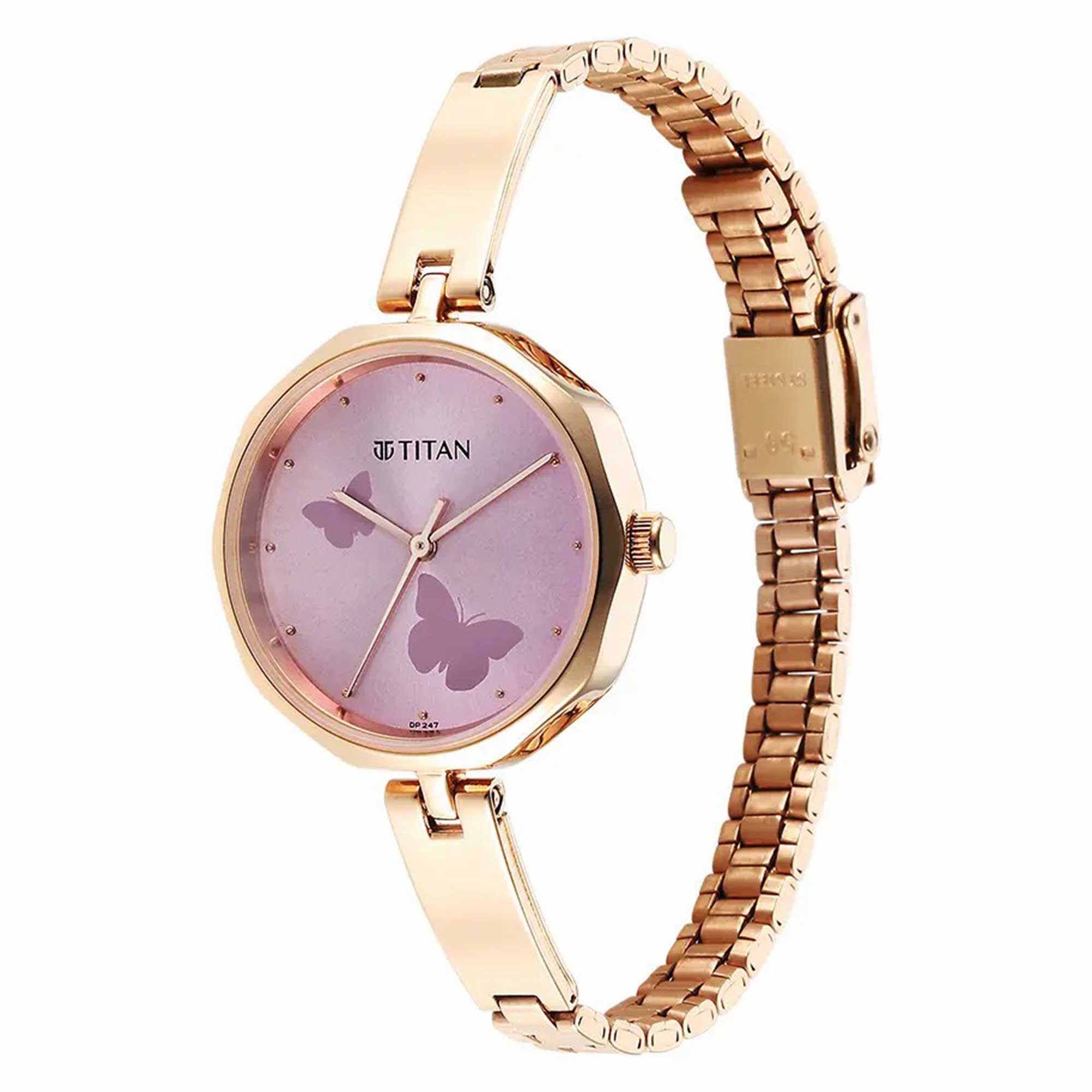 Titan Karishma Quartz Analog Pink Dial Stainless Steel Strap Watch for Women