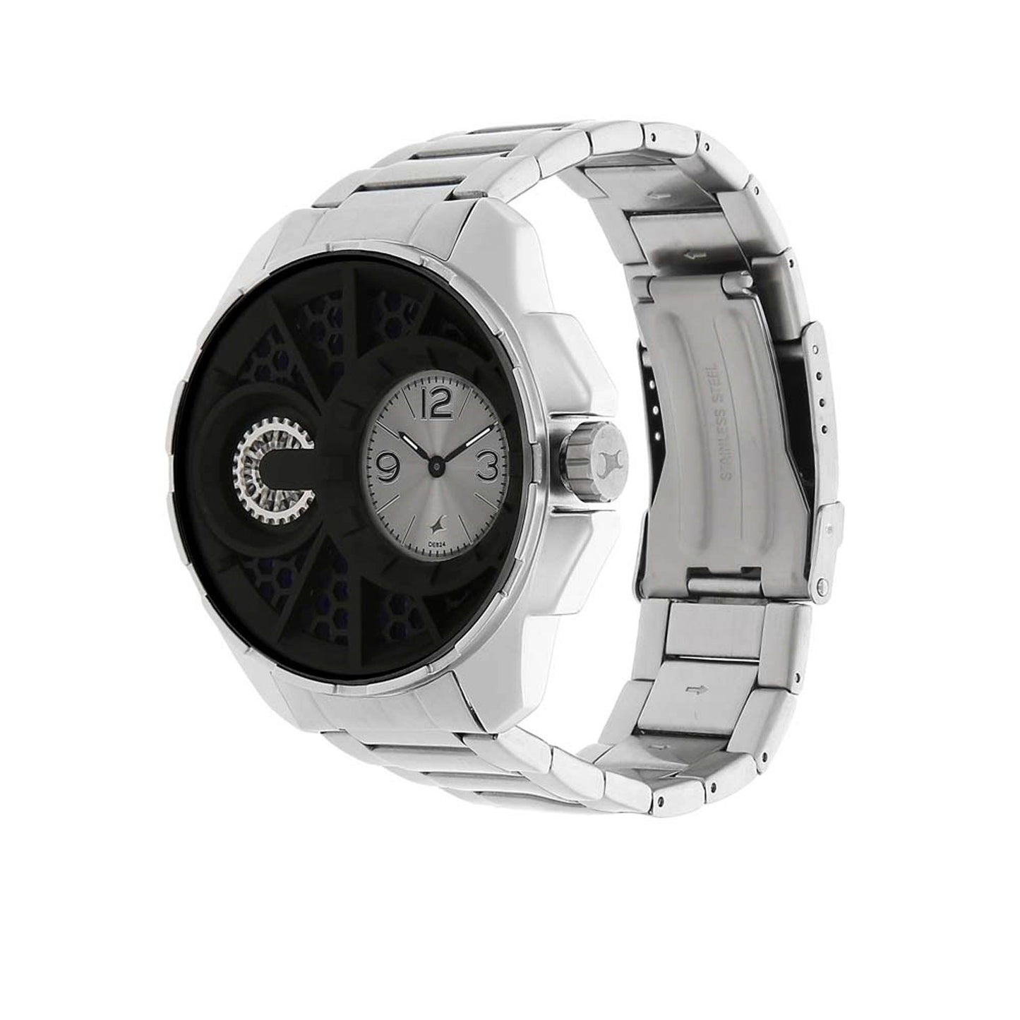 Fastrack Quartz Analog Silver Dial Stainless Steel Strap Watch for Guys