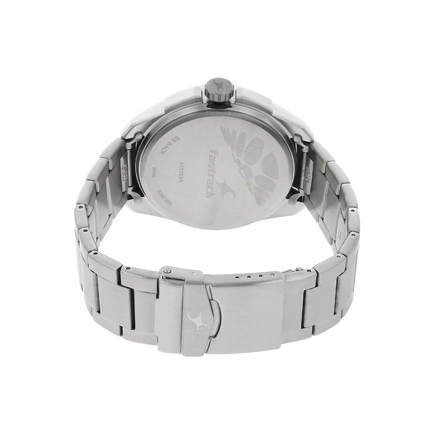 Fastrack Quartz Analog Silver Dial Stainless Steel Strap Watch for Guys