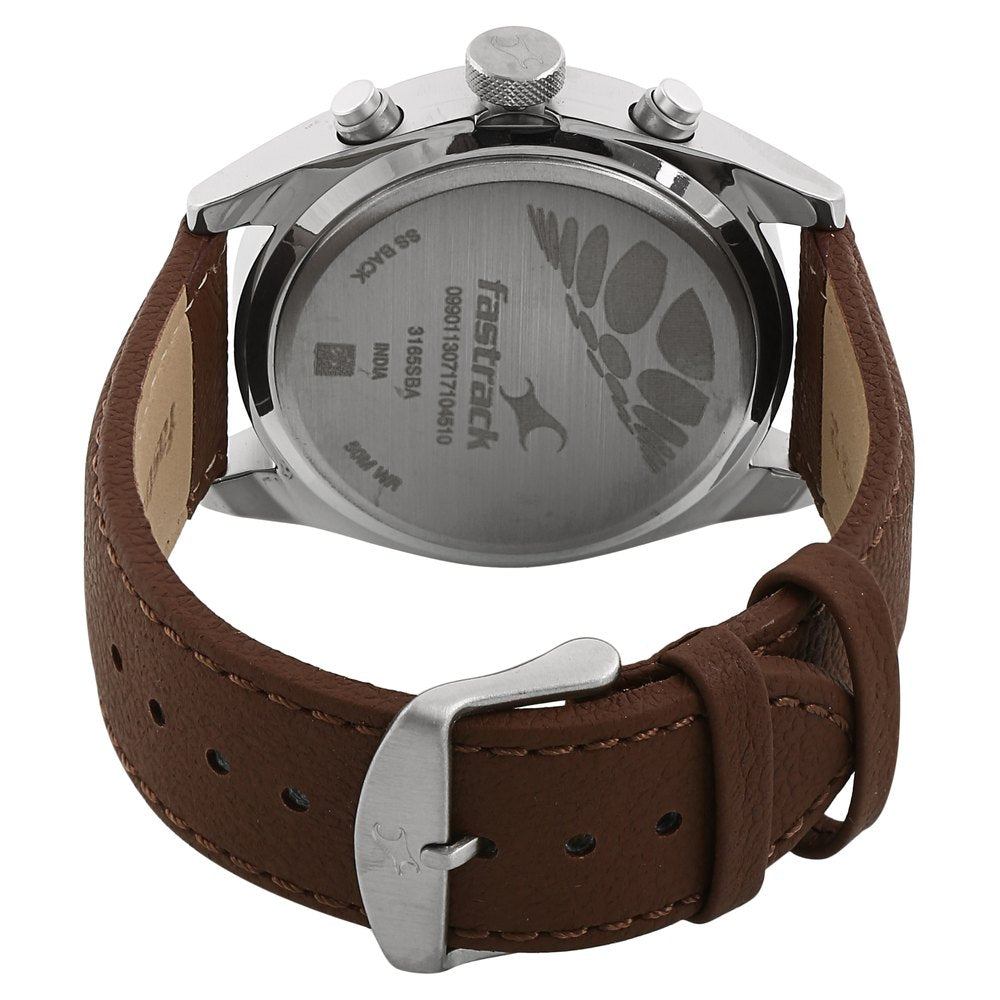 Fastrack All Nighters Quartz Multifunction Brown Dial Leather Strap Watch for Guys