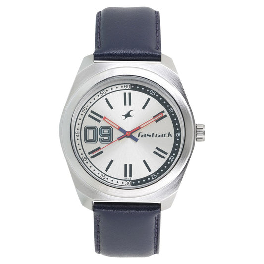 Fastrack Varsity Quartz Analog White Dial Leather Strap Watch for Guys