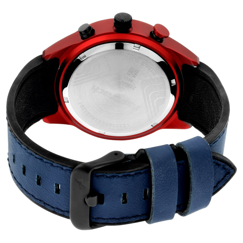 Fastrack All Nighters Quartz Multifunction Blue Dial Leather Strap Watch for Guys