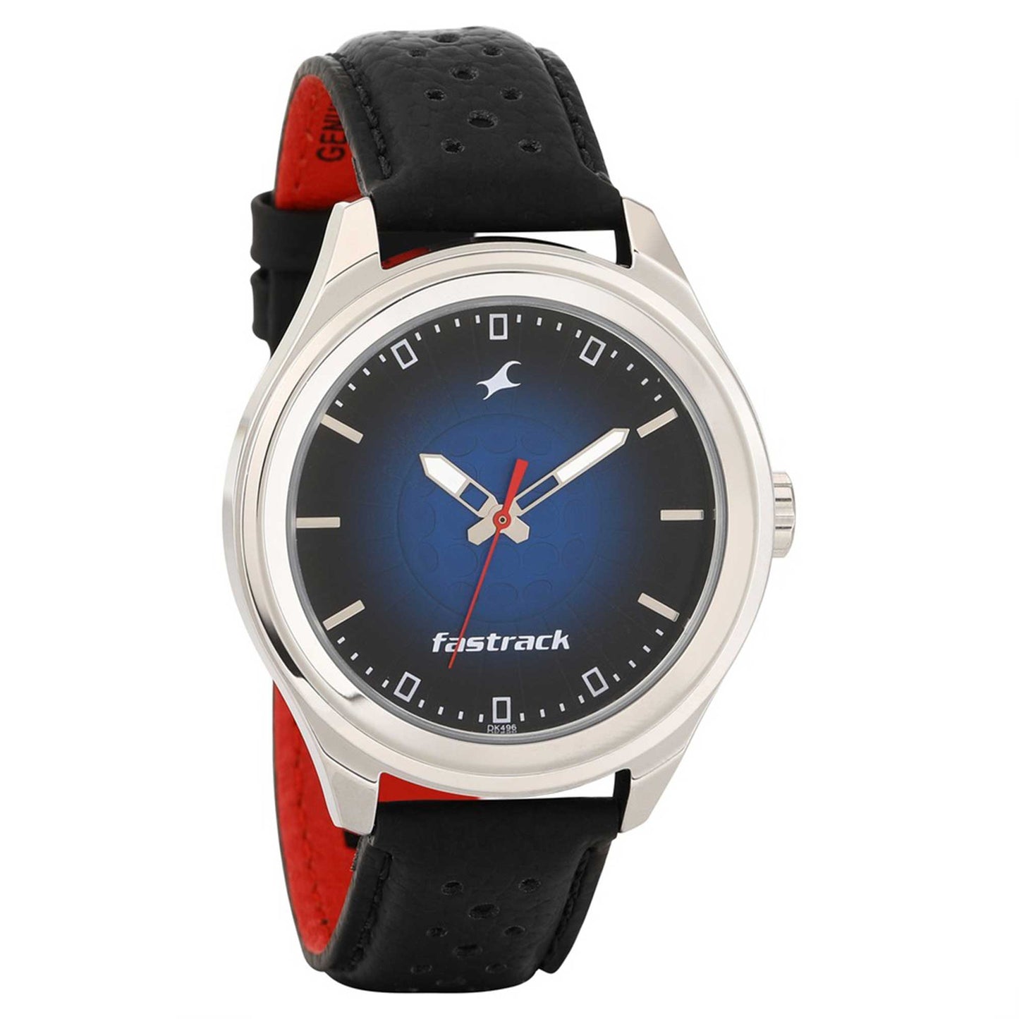 Fastrack Sunburn Quartz Analog Blue Dial Leather Strap Watch for Guys