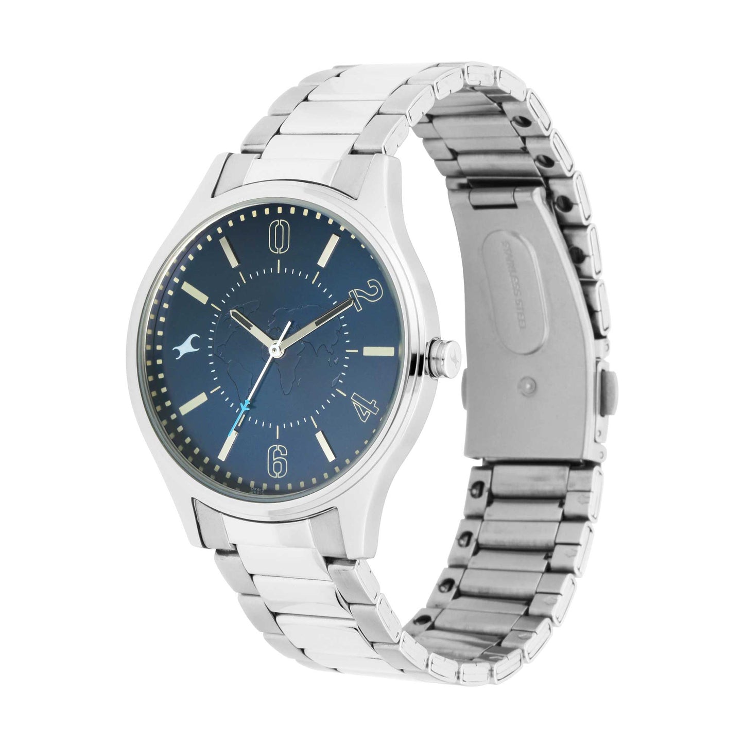 Fastrack Tripster Quartz Analog Blue Dial Stainless Steel Strap Watch for Guys