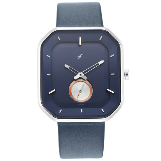 After Dark Blue Dial Leather Strap Watch for Guys