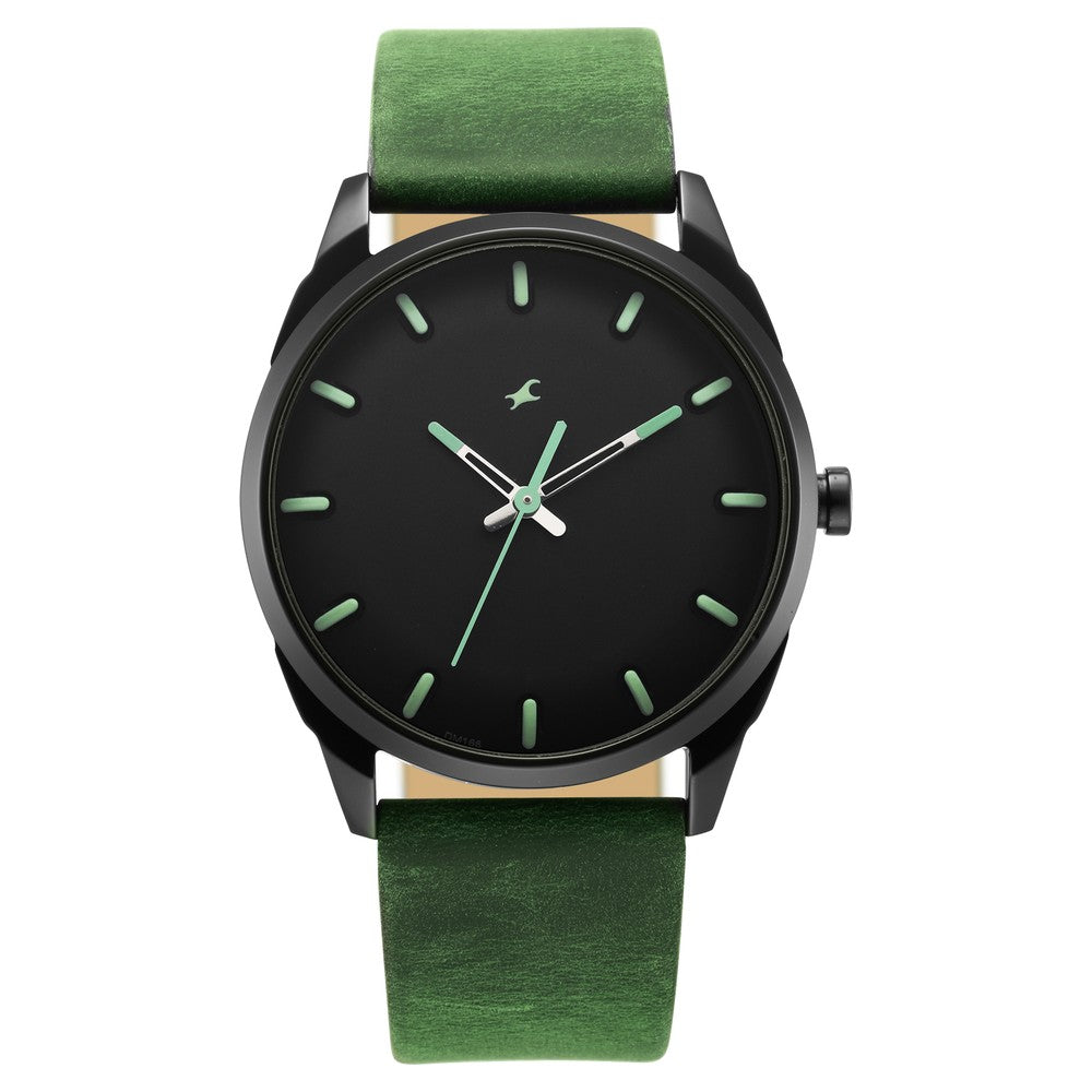 After Dark Black Dial Leather Strap Watch for Guys