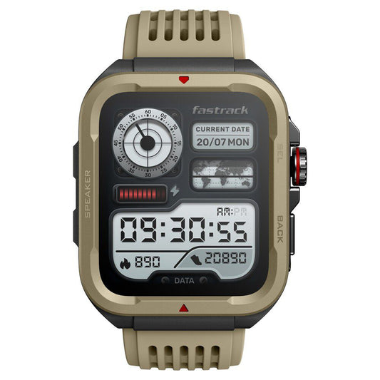 Fastrack Active Smart Watch Unisex With Brown Colour Silicone Strap