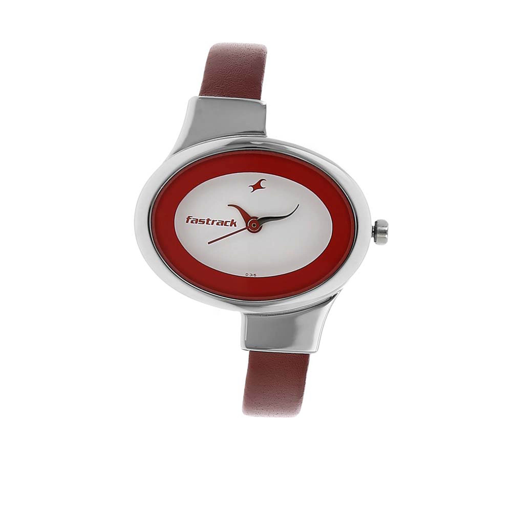 Fastrack Fastrack Economy Quartz Analog White Dial Leather Strap Watch for Girls