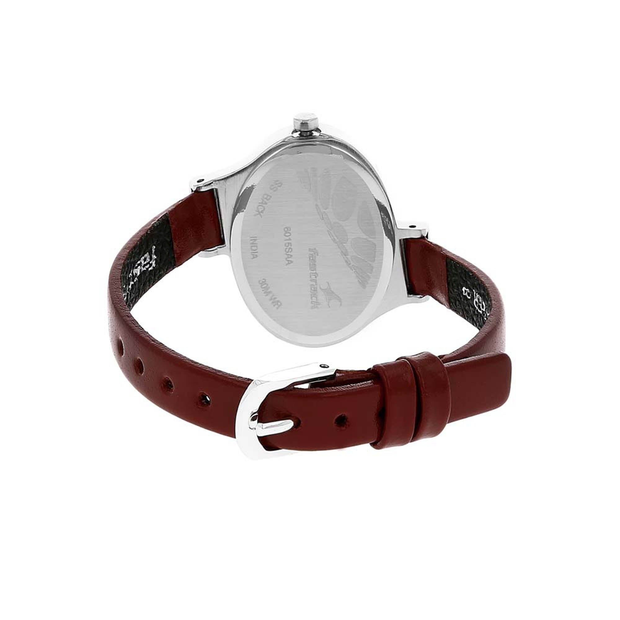 Fastrack Fastrack Economy Quartz Analog White Dial Leather Strap Watch for Girls