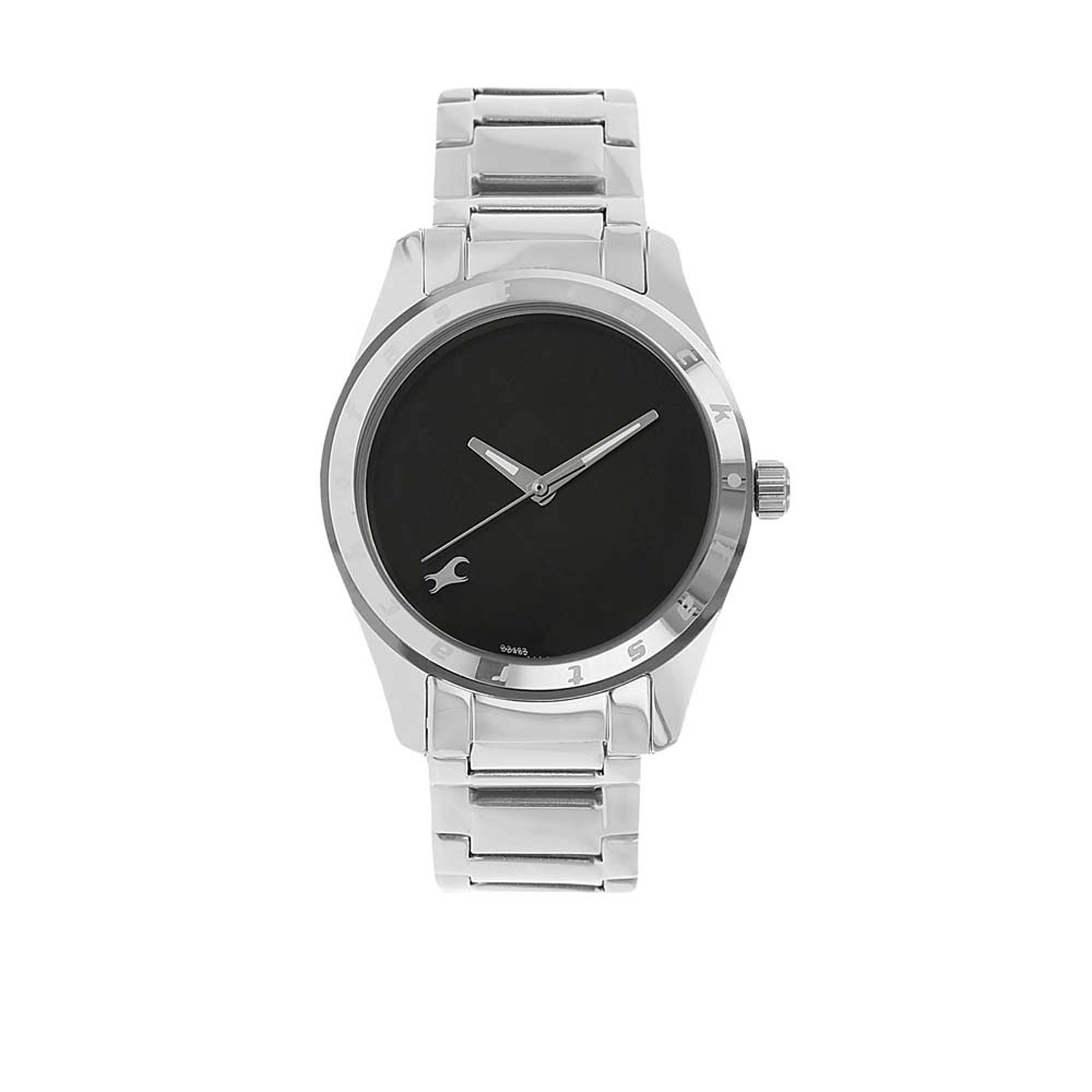 Fastrack Quartz Analog Black Dial Stainless Steel Strap Watch for Girls