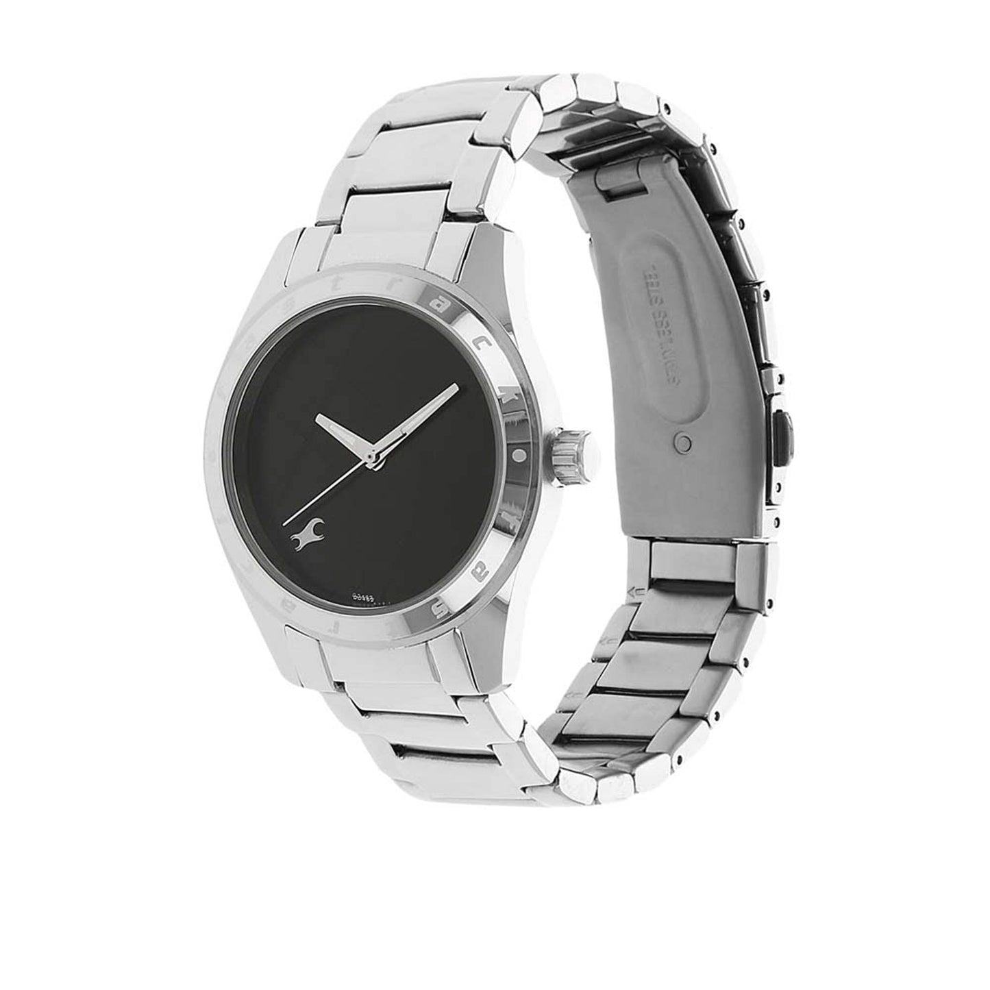 Fastrack Quartz Analog Black Dial Stainless Steel Strap Watch for Girls