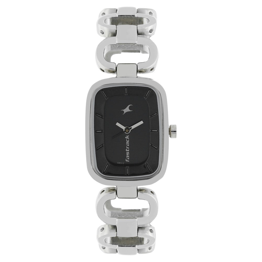 Fastrack Quartz Analog Black Dial Metal Strap Watch for Girls