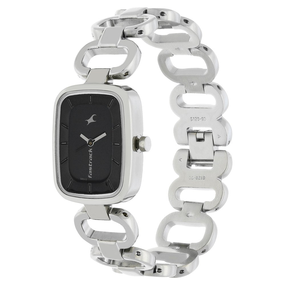 Fastrack Quartz Analog Black Dial Metal Strap Watch for Girls